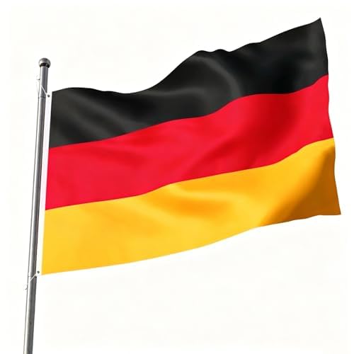 AhfuLife 1 Stück Große Deutschland Flagge 90 x 150 für WM Deko 2026 Deutsche Fahne Doppelseitig mit Messingösen für Euro Fußball Eurovision Party Bar Garden Deko