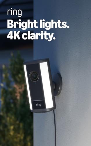 Image of Ring Spotlight Cam Pro, Plug-in (newest model), Home or business security, Retinal 4K with wide-angle video, 10x Enhanced Zoom, and 600 Lumen Spotlights, Black