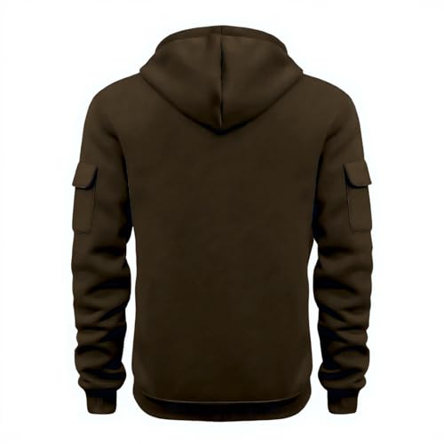 Mens Cargo Athletic Hoodies Fleece Lined 1/4 Zip Big And Tall Hoodies Vintage Hood Pullover Sweatshirt Zipper Pockets3