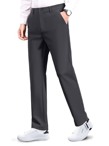 Safort Mens Golf Pants Dress Work Stretch Slim Slacks Classic Fit Comfy Straight Leg Casual Trousers with Pockets