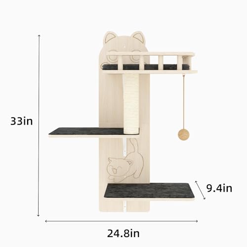 Estantes de pared para gato, kit de 3 plataformas miniatura 6