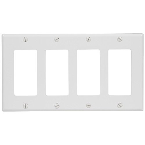 Leviton 4-Gang Decora/GFCI Device Decora Wallplate Standard Size Thermoset Device Mount 80412-W White