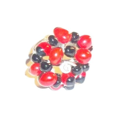 Peru Treasure Beautiful Huayruro Seeds Adjustable Size Ring Cover