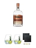 Blackwoods Vintage Dry Gin 60% 0,7 Liter + Gin Tonic Glas - 5414/67 + Gin Tonic Glas - 5414/67 + Schiefer Glasuntersetzer eckig ca. 9,5 cm Ø 2 Stück