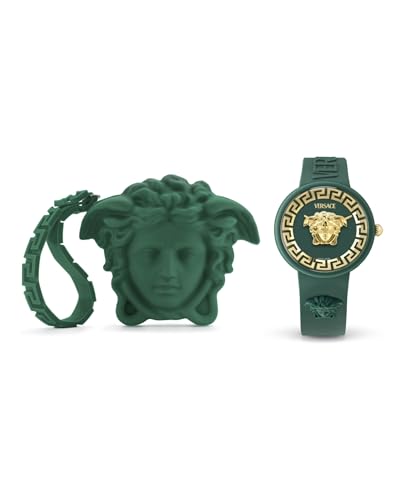 Versace Medusa Pop Collection Luxury Womens Watch Timepieces with a Green Strap, Case and Dial