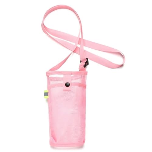 AYWTIUN Bolsa Porta Botella de Agua Bolsa for Botella de Agua con Correas Ajustables, Bolsa de Malla for Agua, Correa for el Hombro, Bolsa Aislante for Botella para Deportes Senderismo Viajes(Pink)