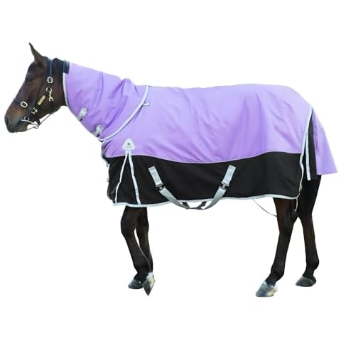 GANGXUN Premium 1600D Waterproof Horse Turnout Blanket with Detachable Neck Winter Medium Weight, 400g Warm Cotton Filling Premium Turnout Horse Blanket with Detachable Neck Cover Cover
