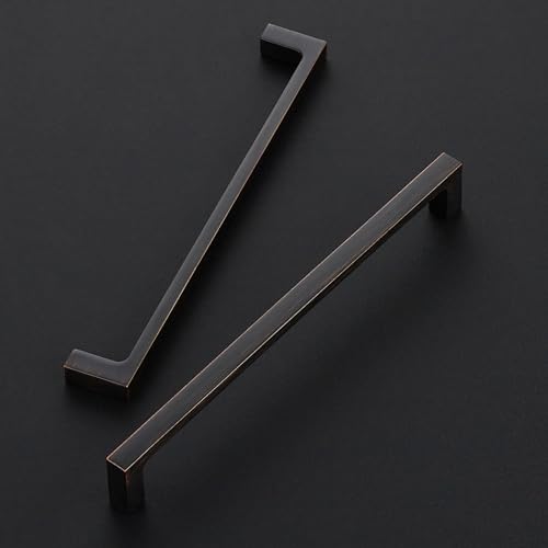 Image of Ravinte Oil Rubbed Bronze Cabinet Handles Kitchen Pulls 7-1 /2 Inch 10 Pack | Square Design, Solid Zinc, Modern Slim Style, Screws Included, Easy Installation, for Kitchen Drawers & Cupboards