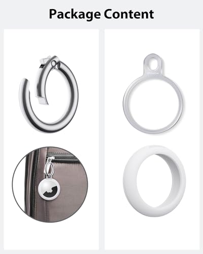 Image of Airtag Holder Key Ring with TPU Case, Stouchi Stainless Steel | Invisible Slim Keychain for Airtag 2nd Gen (2026) & 1st Gen Finder, Dog, Key, Backpacks Airtag Accessories Silver 1 Pack