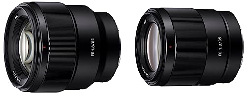 Sony SEL35F18F FE 35mm F1.8 large-aperture wide-angle prime lens & SEL-85F18 Portrait Lens Fixed Focal 85mm F1.8 Full Frame Suitable for A7, ZV-E10, A6000 and Nex Series, E-Mount) Black