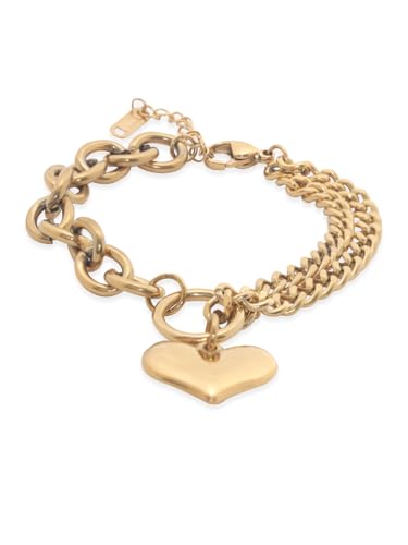 Rubans Voguish 22K Gold Plated Stainless Steel Waterproof Link Chain Tarnish-Free Demifine Bracelet with Heart Pendant for Women & Girls, Perfect for any Occasion (B0D73W9D64) Amazon Price History, Amazon Price Tracker