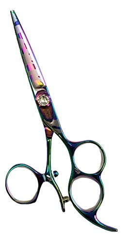 Mitsuko Cobalt Hair Styling Professional Razor Edge Swivel Thumb Shears Bt 786 Series. Rainbow Zebra Titanium (5.5 Inches (Right Handed Kit), Rainbow Zebra Titanium Finish) #TOP2