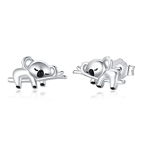 Boucles d'oreilles Koala 925 en argent Sterling mignon animaux goujons Koala ours boucles d'oreilles bijoux Koala cadeaux pour femmes filles petite amie Cover