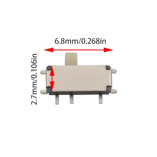 Ruiwaer 10 peças interruptor de gatilho micro slide branco SMD On/Off 7 pinos minúsculo interruptor
