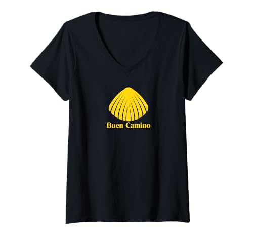 Mujer Buen Camino de Santiago Ropa, Top & Recuerdos Accesorios Camiseta Cuello V