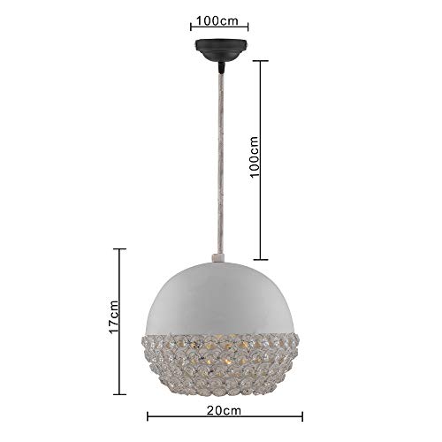 Image of Homesake Crystal Pendant Light - Modern Black Hanging Ceiling Lamp with Sparkling Crystals, Decorative Lighting for Dining Room, Living Room, Bedroom, Kitchen Island - Elegant Chandelier Style(White)