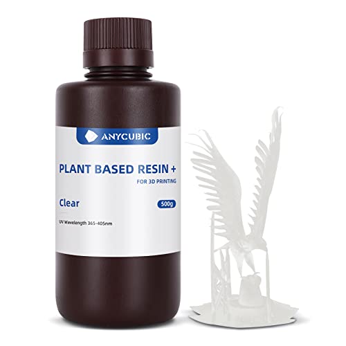 ANYCUBIC Résine à Base de Plantes Plus pour Imprimante 3D Résine Photopolymère UV Rapide 405nm, Faible Odeur (Transparent 500g) Cover