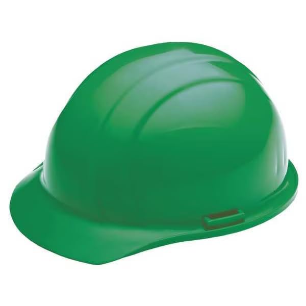 Hard Hat, Polyethylene, 4 Point Ratchet, Type 1, Class E, Green, Mfr: 19368-A