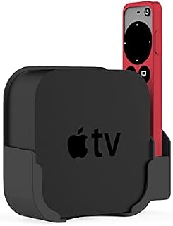 Wall Mount Bracket Holder for Apple TV 4K, Compatible with Apple TV 6th Gen&TV HD Set-Top Box, Remote Control Storage Portable Bracket (Black)