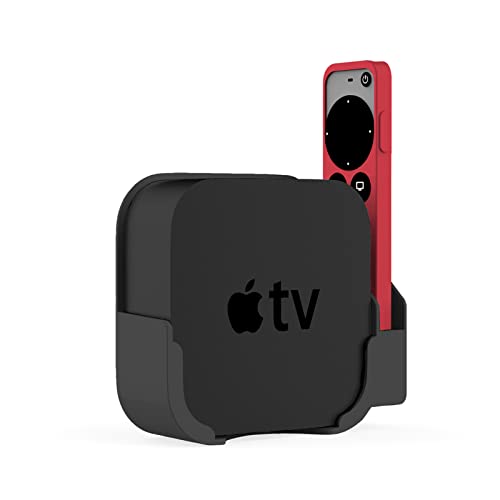 Wandhalterung für Apple TV 4K, kompatibel mit Apple TV 6. Generation & TV HD Set-Top-Box, Fernbedienung Aufbewahrung Tragbare Halterung (Schwarz), 4.72*3.94*2.09in