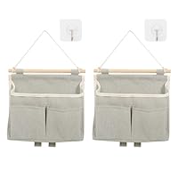 ZWQLZG Wall Hanging Storage Bag, 2 Pcs Hanging Storage Organisers, Foldable Wall Organisers with 3 Pockets Over Door Storage for Bathroom, Bedroom, Closet, Hanging Wardrobe Organiser