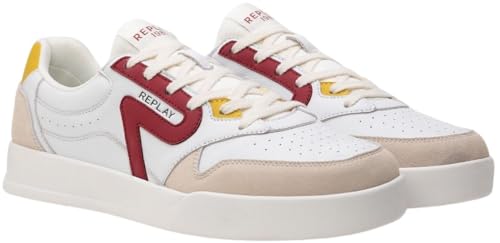 Replay Men's Low-Top Sneakers, 079 White Red, 10