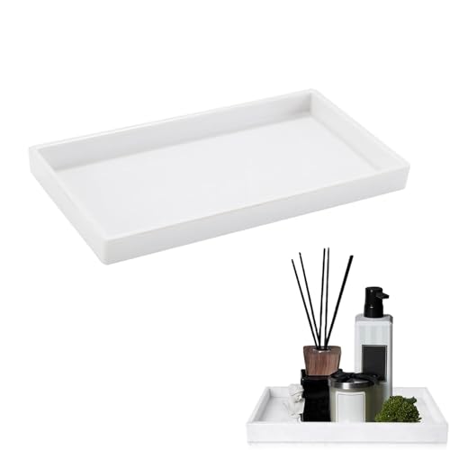 JINJUMEI Badezimmer-Tablett für Badezimmer, Vanity Tray, rechteckiges Tablett, multifunktionales Aufbewahrungsfach zur ordentlichen Aufbewahrung von Parfüm, Shampoo, Lotionflaschen, Make-up