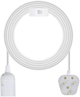 Bonlux E27 Plug in Pendant Light Cord Durable Hanging Lamp White Fitting Kit, 1.8 m Gold Fabric Cable Wire with On-Off Switch UK Plug, Extension Lamp Holder Lantern Light Ceiling Lighting Fitting