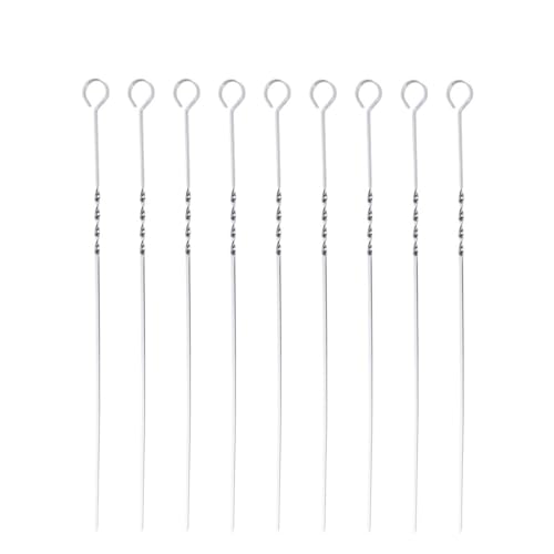 TOYANDONA 20 piezas Brochetas de Acero Inoxidable para Barbacoa Pinchos Metálicos Reutilizables con Mango Círculo Antiadherentes y Resistentes para Parrilla y Camping