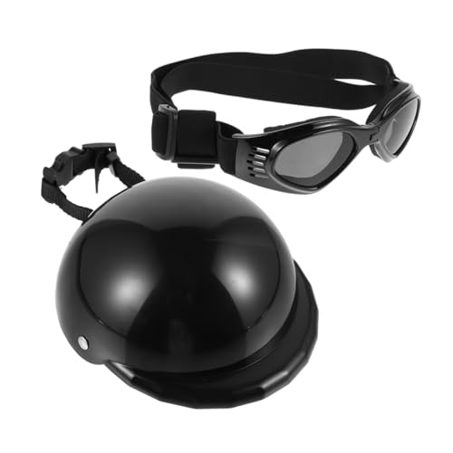 Casque et lunettes pour chien accessoire sécurité animaux noir
