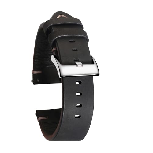Bracelet de montre en cuir fait à la main vintage noir 20mm style intemporel