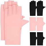 MAGICLULU 4 Pairs Fingerless Manicure Gloves Anti-uv Nail Art Gloves for Nail Care Protection Pink and Black