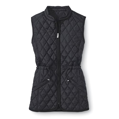 SAGEFINDS Women’s Quilted Vest, Stand Collar, Lightweight Padded Vest with Zipper, Pockets and Adjustable Toggle Waist