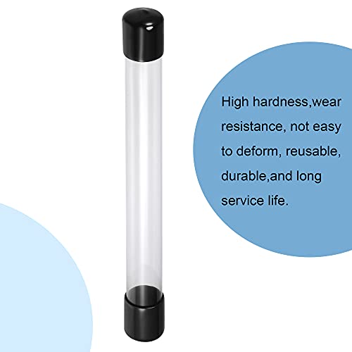 Image of MECCANIXITY Clear Storage Tube 0.8 inch x 9 inch(20mm x 230mm) Lightweight for Bead Containers, Craft, DIY with Black Caps 5 Pack