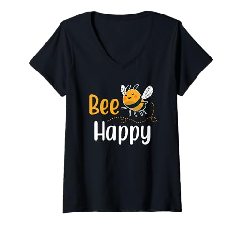 Femme Apiculteur Abeille Heureuse Apiculture T-Shirt avec Col en V