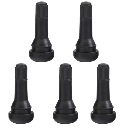 Image of ijuicy 5 PCS Car TR413 Tire Valve Stems, Pure Copper Bbody Anti-Rust Tubeless Valve Stems, Rubber Snap-in Tire Valve, Universal for Tubeless 0.45 Inches Rim Holes on Standard Vehicle Tires (Black)
