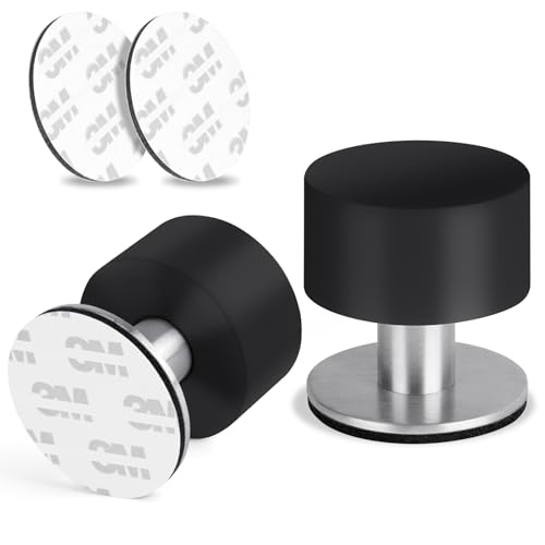 Flintronic Stop Portes, Lot de 2 Butée de Porte Adhésive Butoirs de Porte en Inoxydable, Arrêts de Portes avec Caoutchouc Antichoc, pour Cuisine, Chambre, Bureau