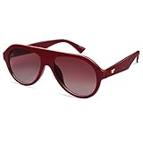 VANLINKER Retro Aviator Polarized Sunglasses for Men Women Trendy 70s Vintage Plastic Frame Sun Glasses VL9750,Red