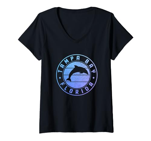 Tampa Bay Florida Dolphin Surfer Souvenir Vintage V-Neck T-Shirt