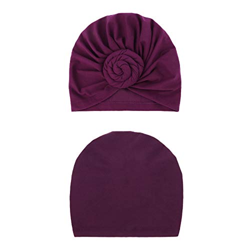 Image of DRESHOW 5 Pack Knotted Headwraps for Women African Turban Pre-Knotted Beanie Headwraps Hair Covers
