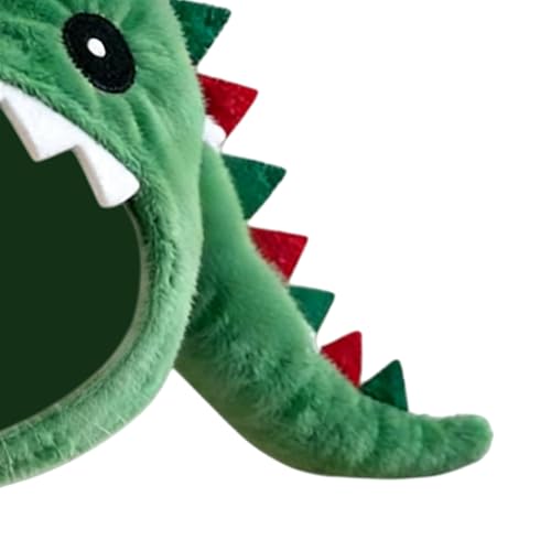 Gorro para gatos ajustable con protección térmica suave y diseño de dinosaurio para invierno 7