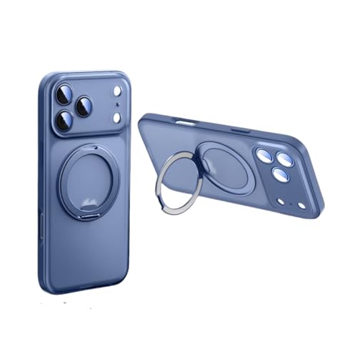 Coque iPhone 16 Pro Max ultra fine bleu foncé avec support magnétique rotatif 360