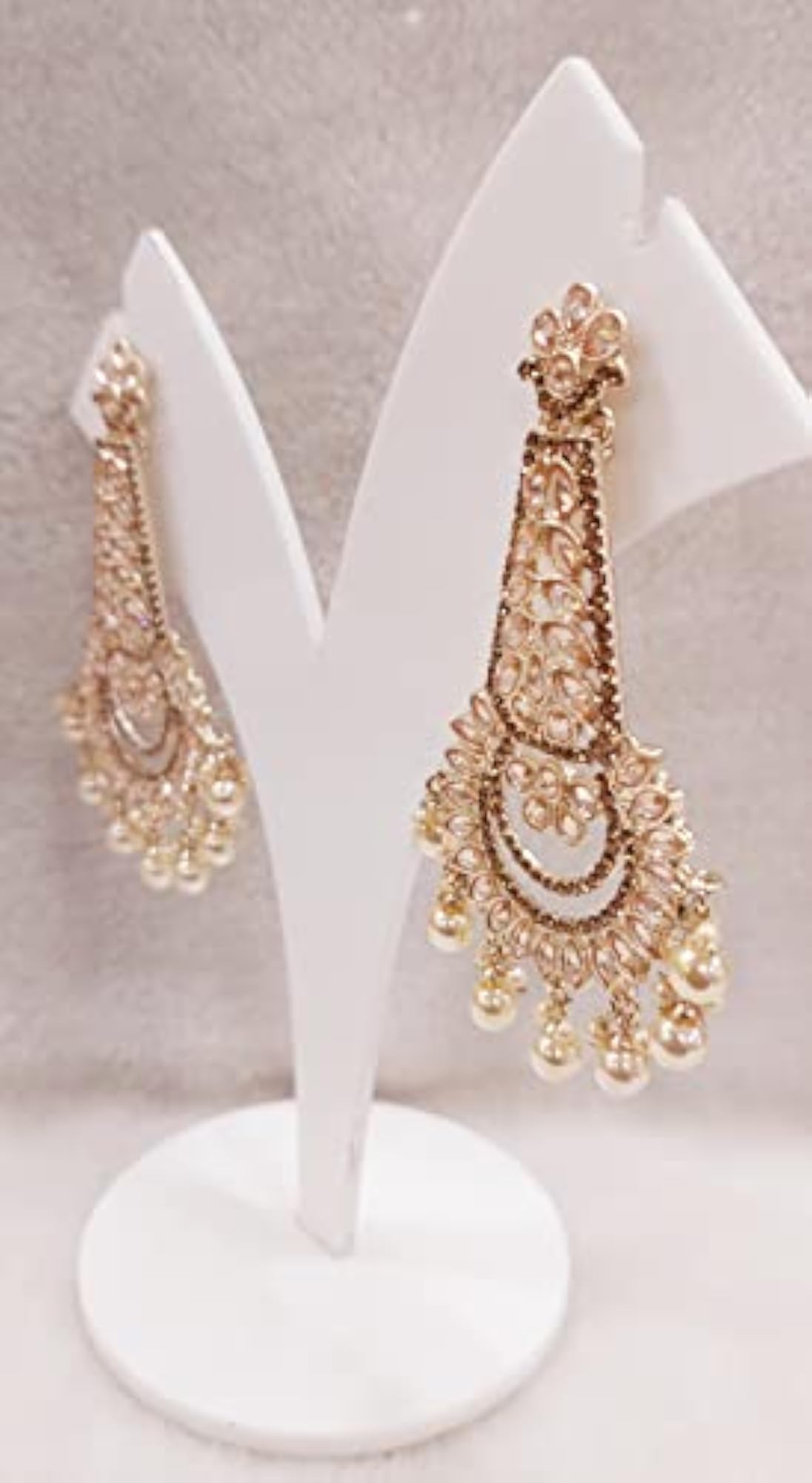 Women's Long Lightweight Designer Earrings, Pearl