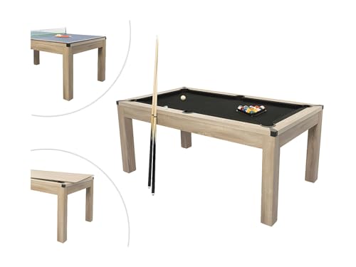 Vente-unique - Table Transformable Billard & Ping-Pong - Coloris Naturel Clair - L182 x l102 x H80 cm - Henk