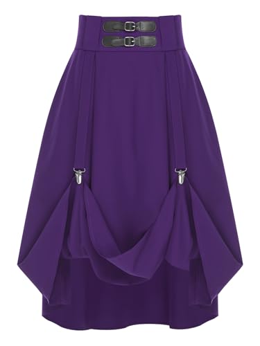 Vxuxlje Women's Medieval Renaissance High Waist Skirt Adjustable Waist A-line Skirt with Clips4