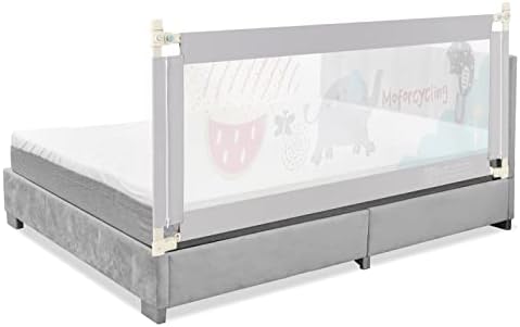 Maxmass Single Toddler Bed Guard, Height Adjustable Baby Bed Rail with Double Safety Child Lock, Anti-Fall Beds Mesh Guardrail for Twin & Double Bed (175 x 25 x 73-101cm, Grey)