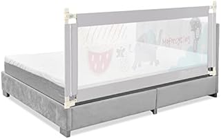 Maxmass Single Toddler Bed Guard, Height Adjustable Baby Bed Rail with Double Safety Child Lock, Anti-Fall Beds Mesh Guardrail for Twin & Double Bed (175 x 25 x 73-101cm, Grey)