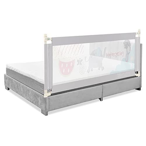 COSTWAY Barrera para Cama para Niños, Barra Larga 145 174 cm con Elevación Vertical con Doble Bloque de Seguridad para Niños, Barrera Plegable para Cama Individual de Matrimonio (Estilo 2, 174 cm)