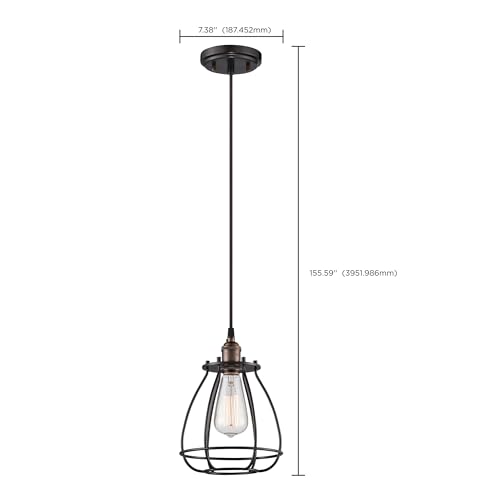 Image of Nuvo Lighting 60 /5501 Vintage Incandescent One Light Pendant Closed Cage Narrow Opening Rustic Bronze