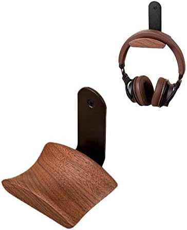 Headphone Hook Holder Hanger Mount,Headset Stand Hook Wall Mount Walnut Wood Headphone Holder for Audio,Studio &PC Gaming Headphones (walnut)